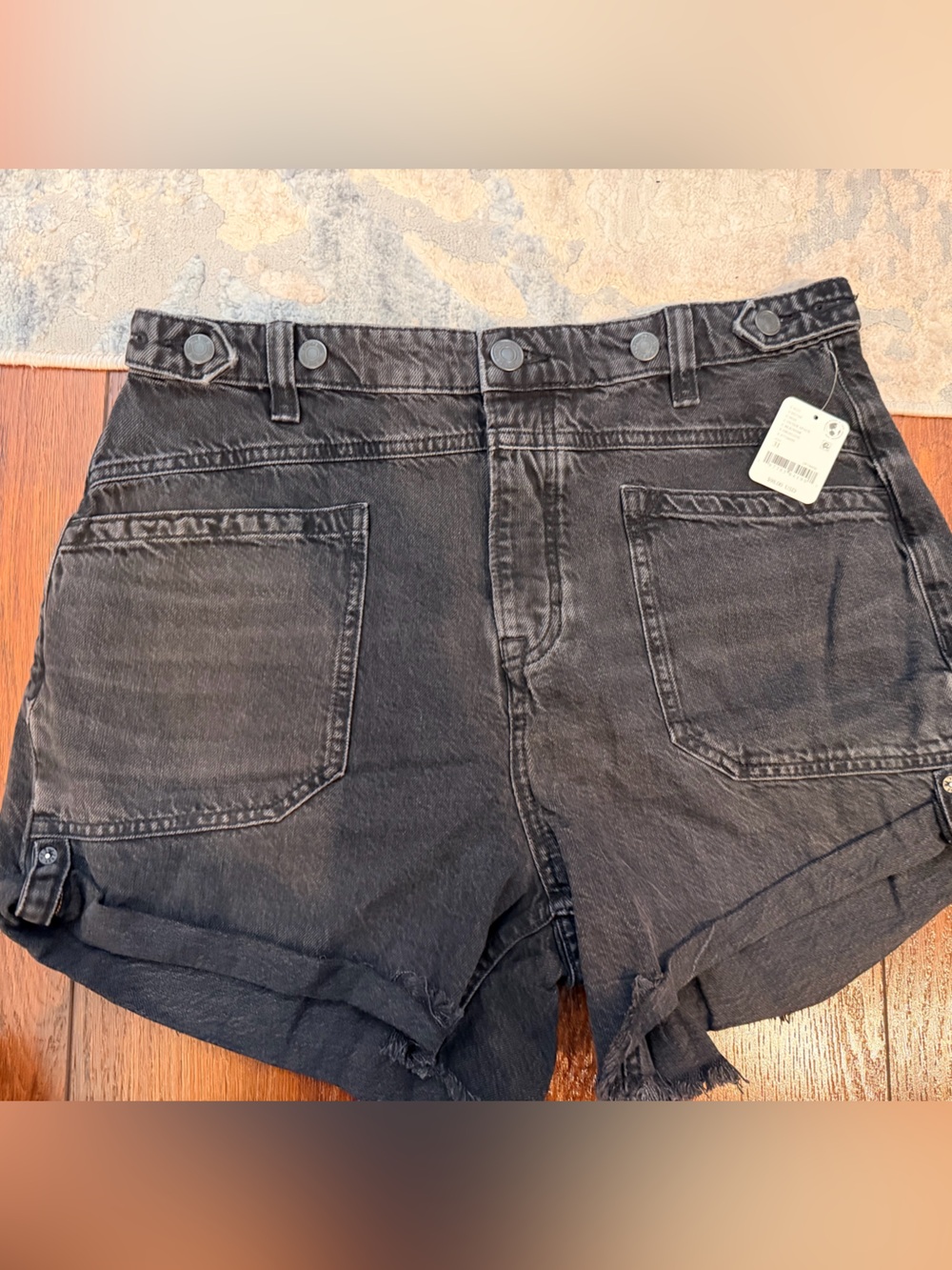 We The Free Black Washed Denim black shorts